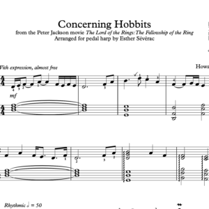 concerning hobbits for pedal harp music sheet